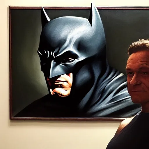 Image similar to an ultra - realistic portrait painting of batman in the style of frank frazetta. 4 k. ultra - realistic. highly detailed. dark fantasy. creepy lighting.