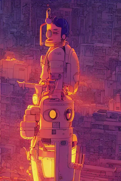 Image similar to fry from futurama by feng zhu and loish and laurie greasley, victo ngai, andreas rocha, john harris radiating a glowing aura global illumination ray tracing hdr