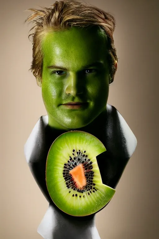 Prompt: 📷 joe keery the kiwi fruit 🥝, made of food, head portrait, dynamic lighting, 4 k
