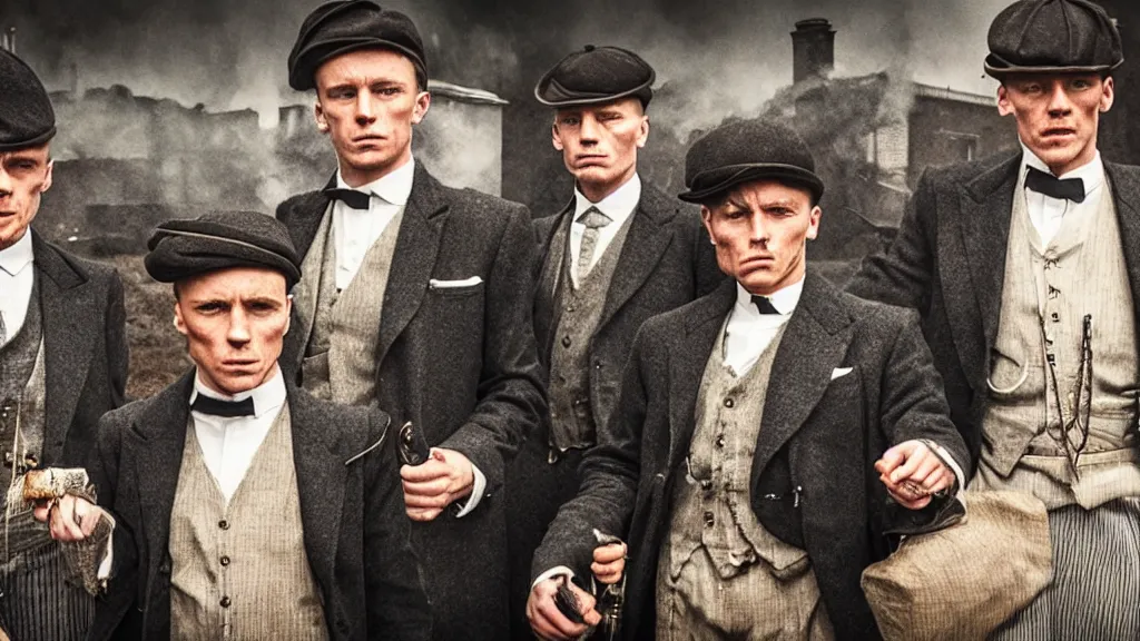Prompt: the peaky blinders made out of shrimps