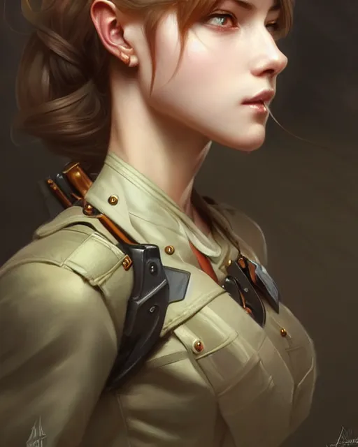 Prompt: beautiful female soldier, portrait, anime!!, fantasy, ultra detailed, elegant, intricate, dynamic lighting, hyperrealism, digital art, digital painting, artstation, wlop, sharp focus, illustration, art by artgerm and greg rutkowski and alphonse mucha, 8 k