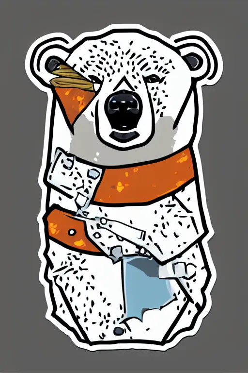 Image similar to Portrait of a polar bear, knight, medieval, sticker, colorful, illustration, highly detailed, simple, smooth and clean vector curves, no jagged lines, vector art, smooth