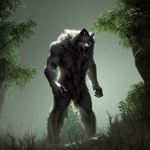 Image similar to cute werewolf from van helsing unreal engine hyperreallistic render 8k character concept art masterpiece forest