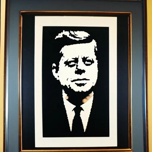 Image similar to individual jfk silk screen portrait banksy style