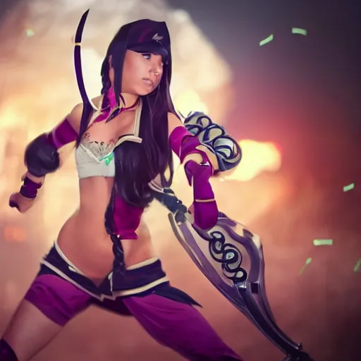 Prompt: Akali from league of legends, directed by wes anderson