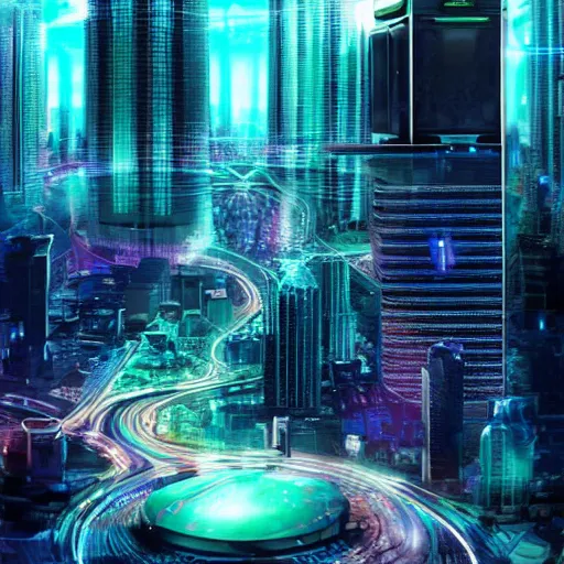 Image similar to a futuristic city is a place where technology has advanced to a point where people have access to everything they need. there are no longer any natural boundaries between humans and machines. people live their lives in virtual reality, and interact with each other via holograms. alyn spiller ultrarealistic 1 5 0 mpx