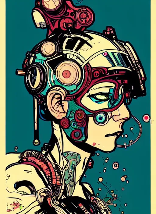 Prompt: cyberpunk gemini!! cyborg portrait illustration, pop art, splash painting, art by geof darrow, ashley wood, alphonse mucha, makoto shinkai