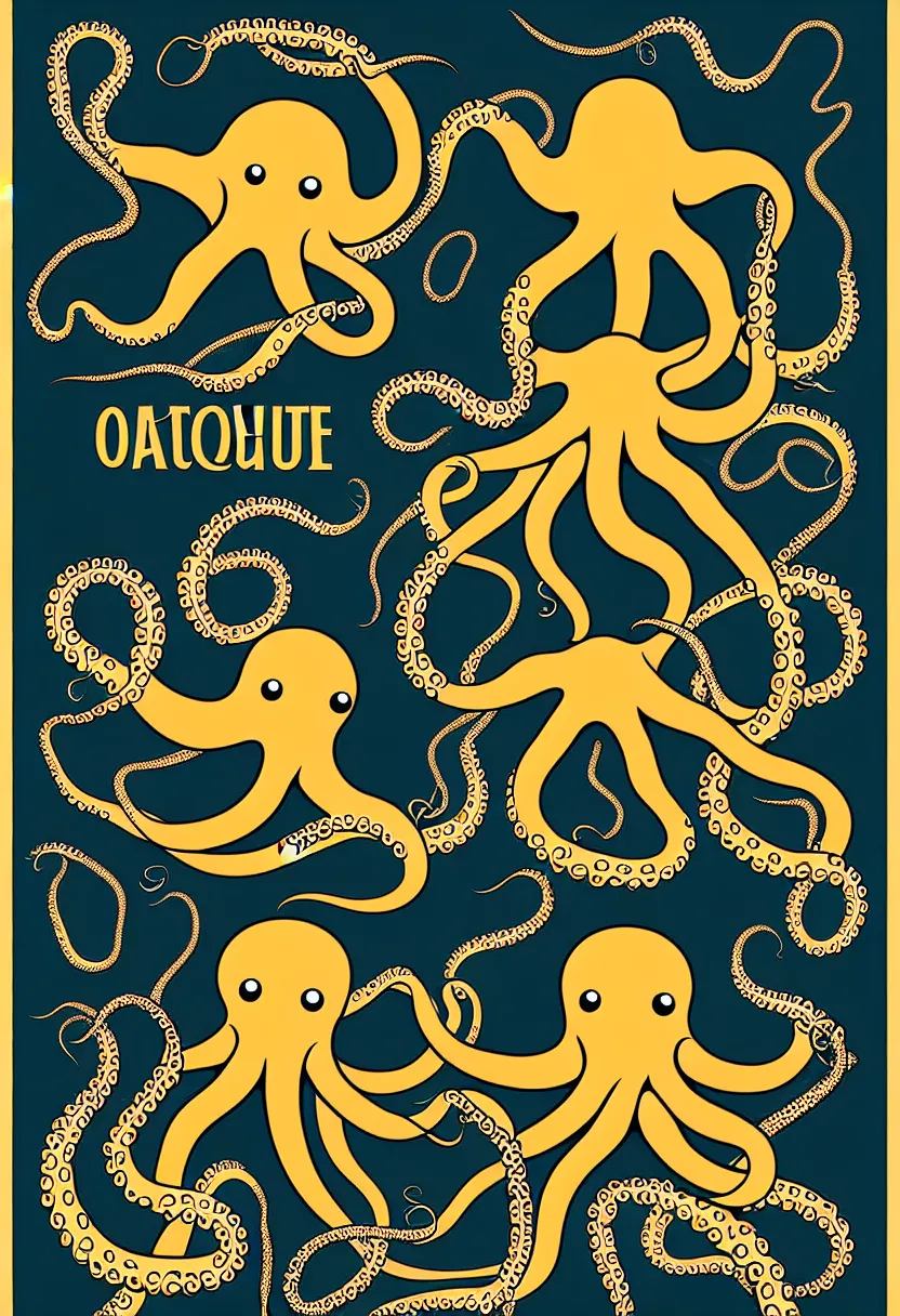 Prompt: vintage concert poster for octopus dance, vector art, 8k, highly detailed illustration