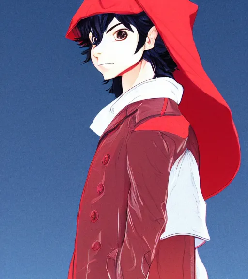 Image similar to attractive little boy character inspired in little red riding hood and michael jackson, digital artwork made by akihiko yoshida and makoto shinkai, anatomically correct, symmetrical, highly detailed, sharp focus, extremely coherent