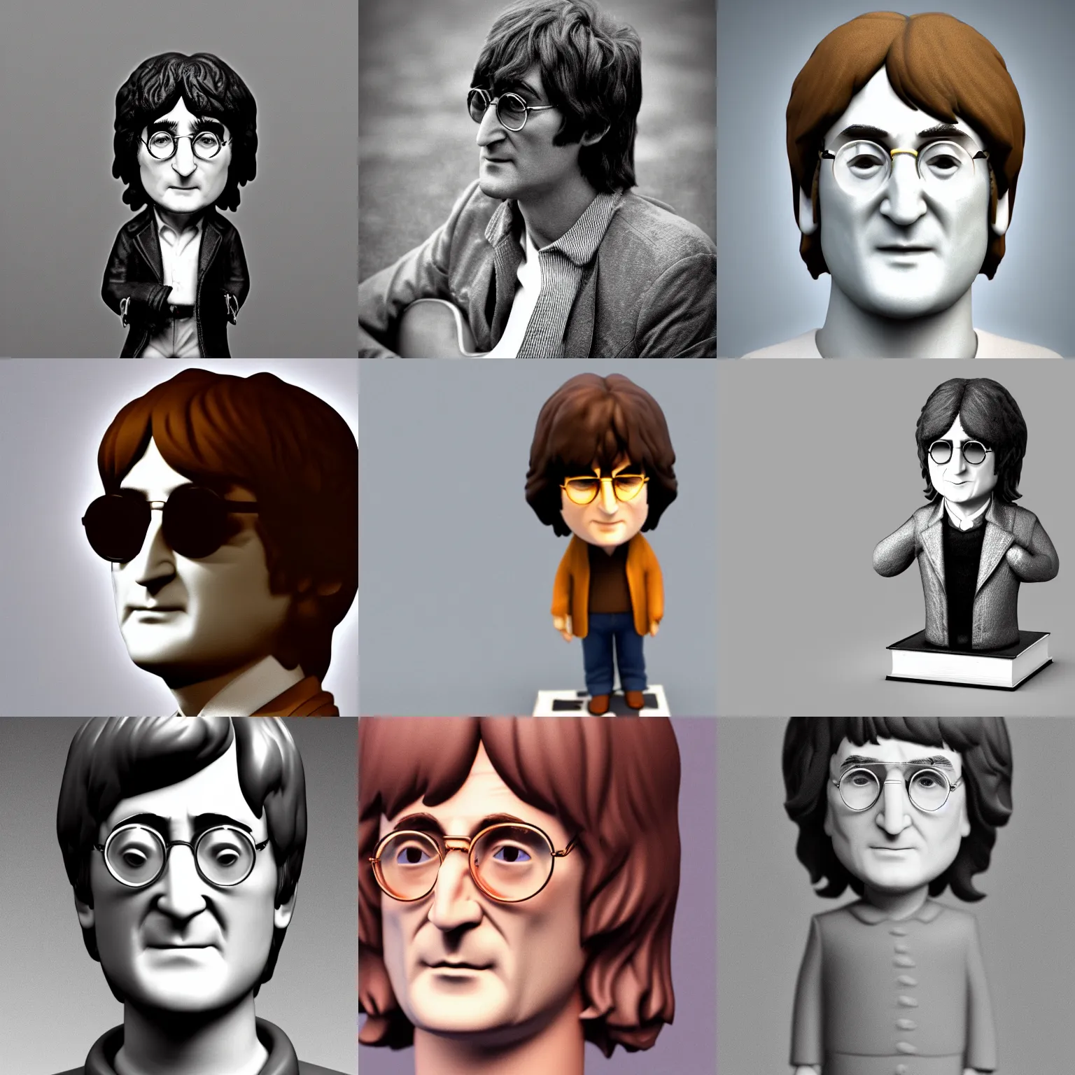 Prompt: john lennon bobble head depth of field render