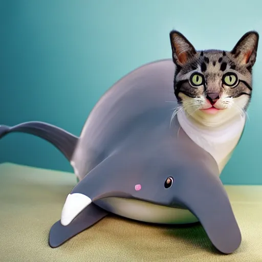 Image similar to a feline dolphin - cat - hybrid, animal photography