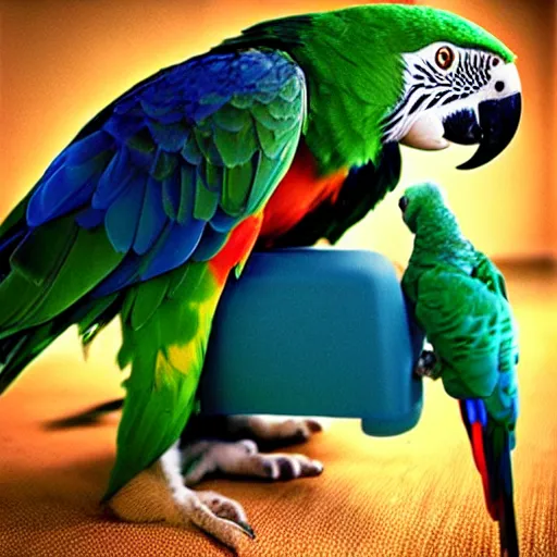 Image similar to a parrot - cat - hybrid, animal photography