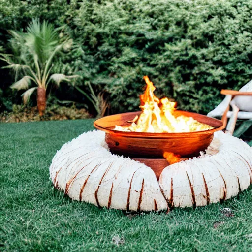 Prompt: a coconut fire pit