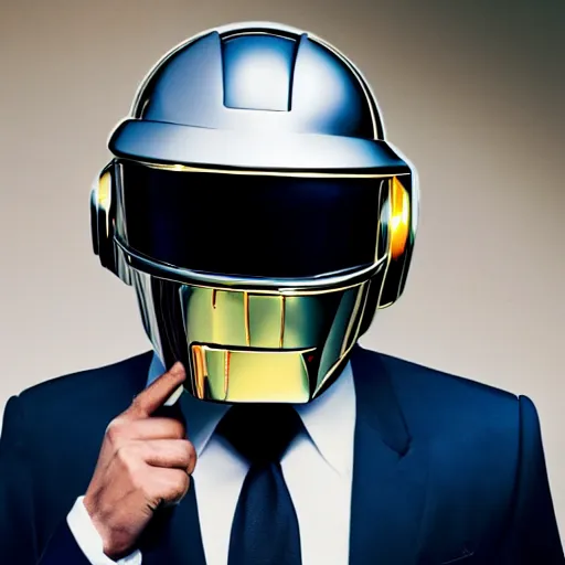 Image similar to Man in a suit holding a daft punk helmet in one hand, looking at an explosion, favela