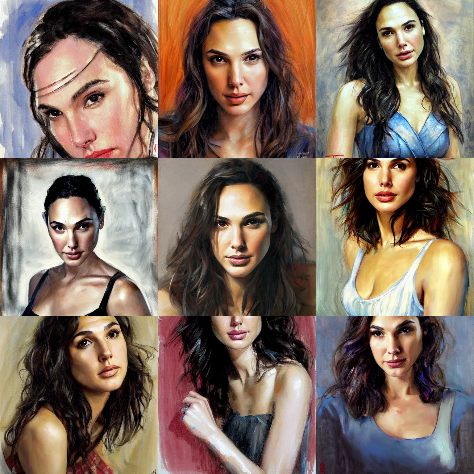 Prompt: portrait of gal gadot by richard schmid