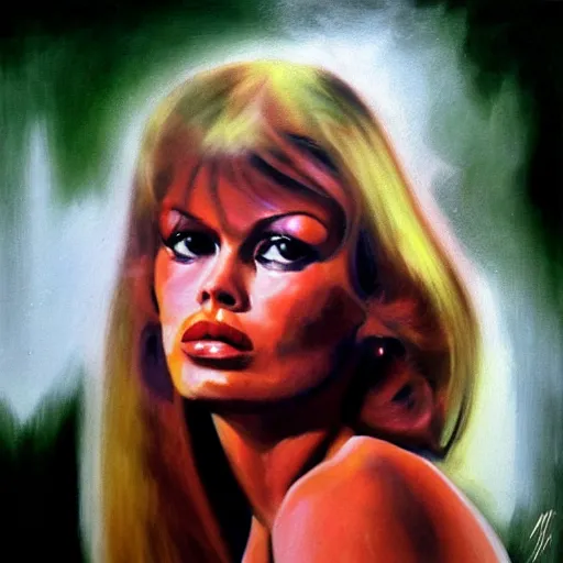 Image similar to colorful portrait of brigitte bardot by mimmo rotello