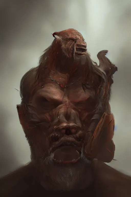 Image similar to an portrait of an orc, by WLOP, trending on ArtStation