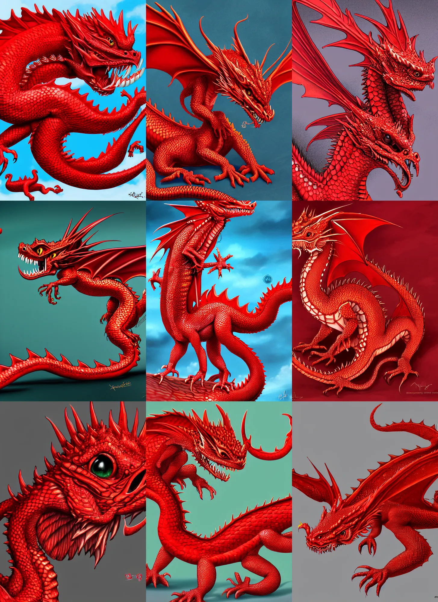 Prompt: a red dragonling pet, highly detailed illustration, 4k digital art