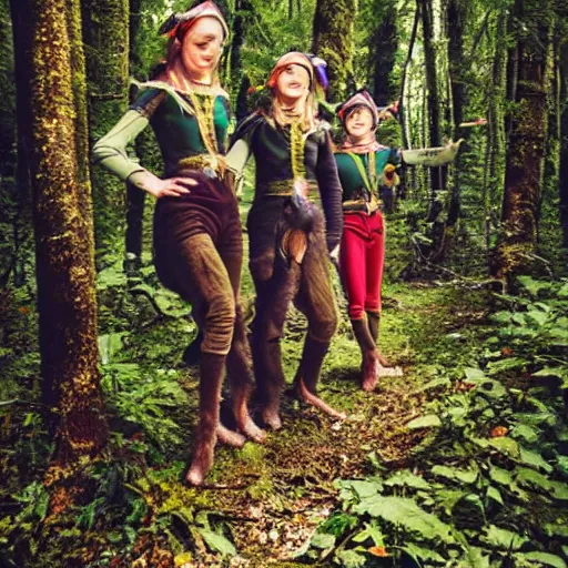 Image similar to real elves in their natural habitat, award winning nature photograph