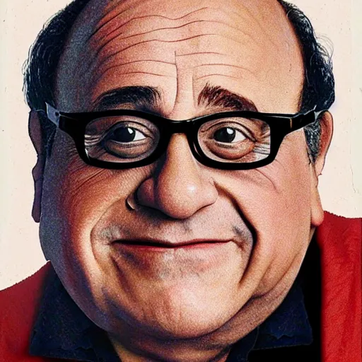 Image similar to danny devito with skin made out of a dorito