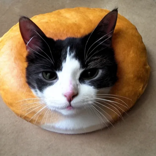 Prompt: cat who is made of hamburger