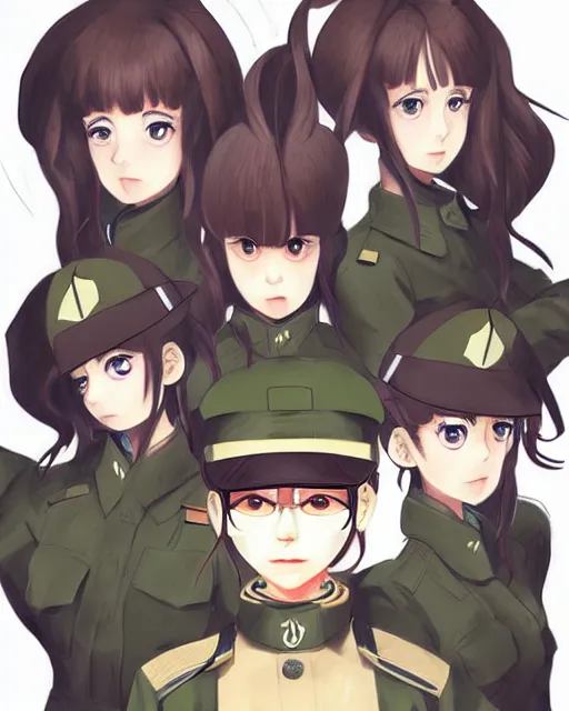 Image similar to Anime girl is dressed in military uniform. Anime. by lois van baarle, ilya kuvshinov, rossdraws, Ghibli marker anime art, manga