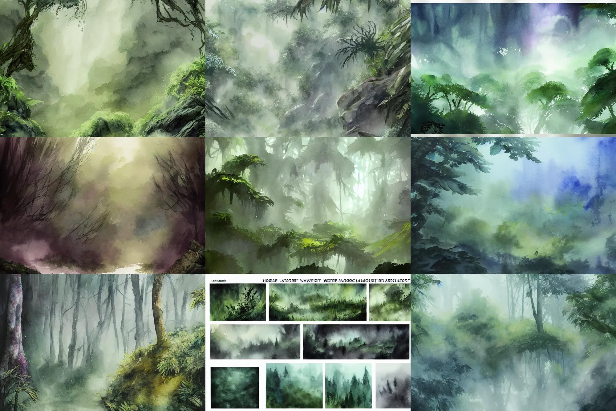 Prompt: cloud forest, high quality watercolors, award winning, trending on artstation