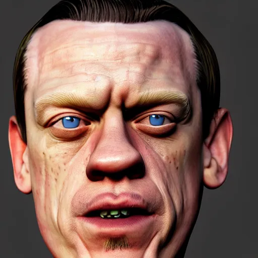 Prompt: the lovechild of john cena and steve buscemi, realistic, hyperrealistic, 8 k resolution, hd quality, very detailed, highly detailed, intricate details, real life, real world, trending on artstation, 7 0 s photo