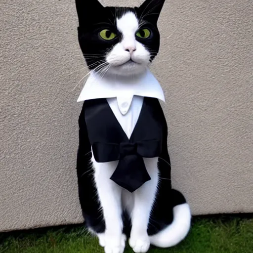 Prompt: beautiful cat wearing tuxedo