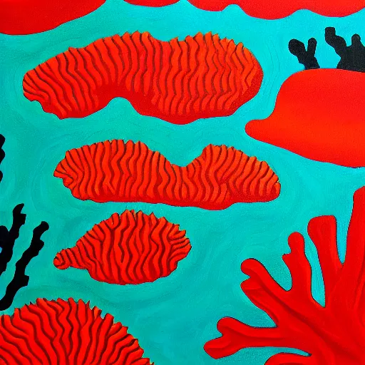 Image similar to coral reef, acrylic, 2d, minimalistic