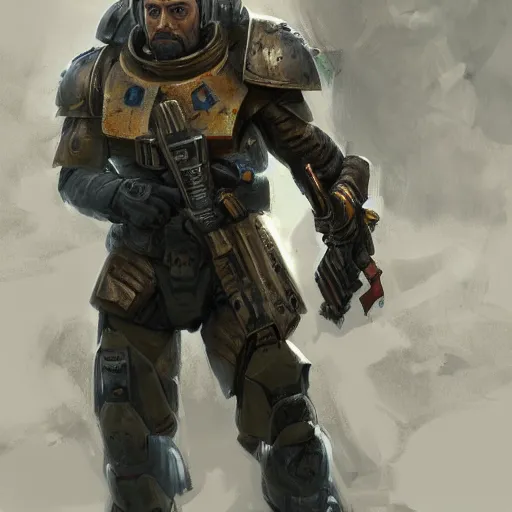 Image similar to oscar isaac as a 4 0 k marine by mandy jurgens, artstation