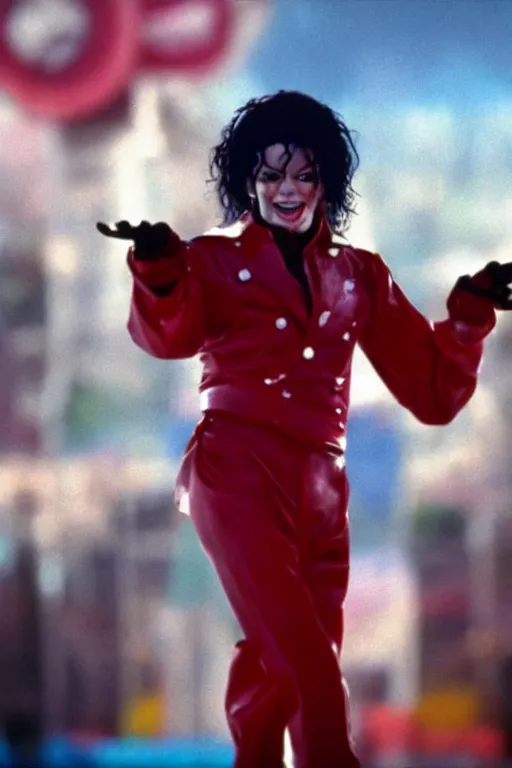 Prompt: film still of michael jackson as ronald mcdonald, full-shot, 4k