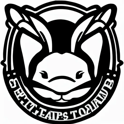Prompt: stylized rabbit head logo for sports team, clip art, monochrome