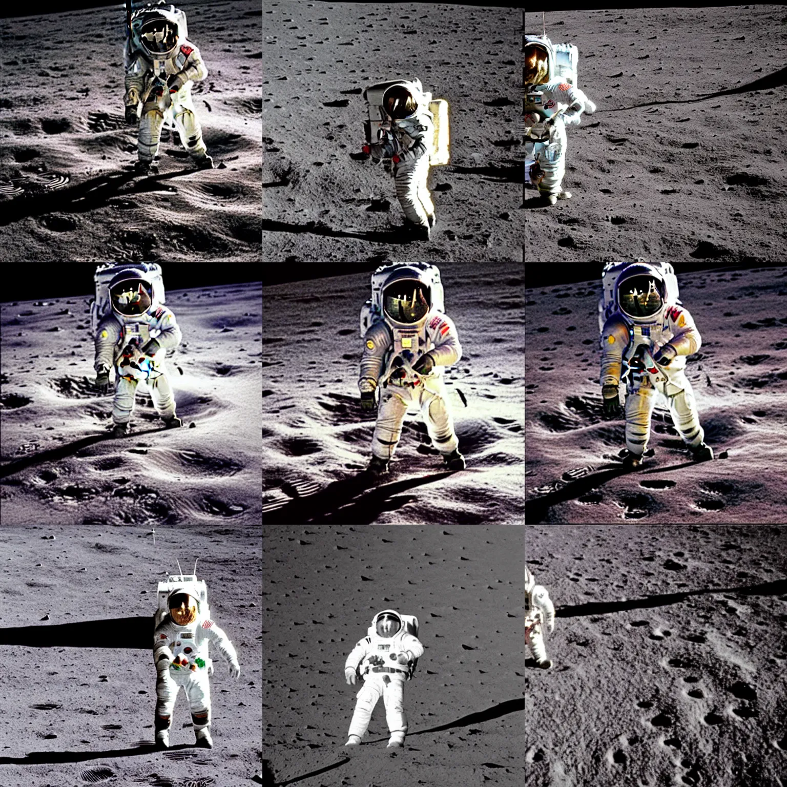 Prompt: Buzz Lightyear on the Moon, Apollo 11, 1969 grainy NASA Photograph