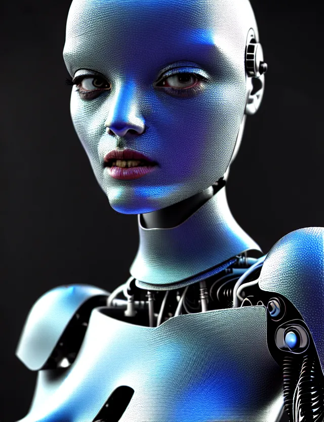 complex 3 d robot women, portlet photo, synthwave | Stable Diffusion ...