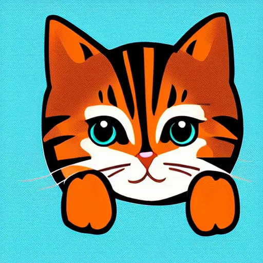 Image similar to “cute kitty vector art, blue background”