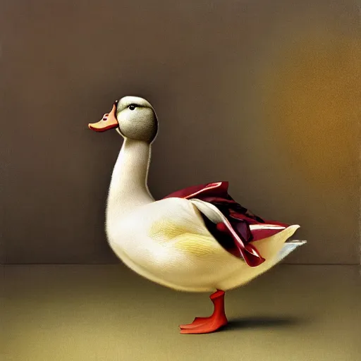 Prompt: a duck on the prowl oil painting ray caesar