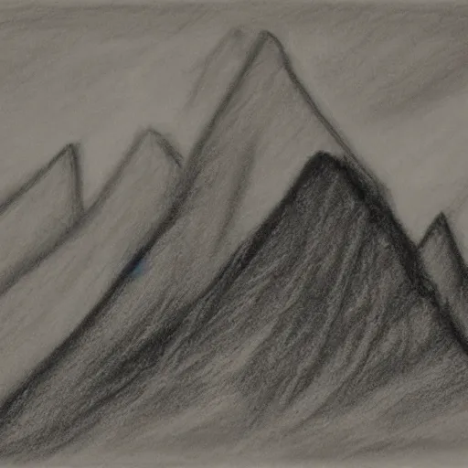 Image similar to charcoal pencil sketch of mountains, lower third, high contrast, black and white