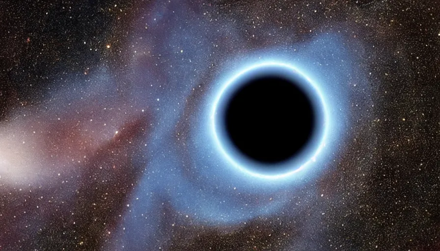 Prompt: the black hole at the centre of the galaxy. a stunningly beautiful image.