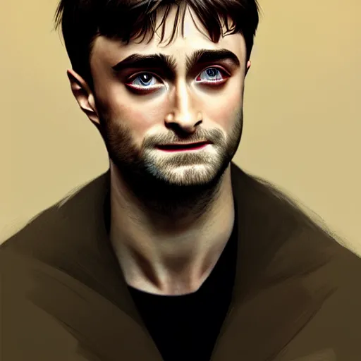 Image similar to symmetry portrait of daniel radcliffe, intricate, elegant, highly detailed, digital painting, artstation, concept art, smooth, sharp focus, illustration, art by artgerm and greg rutkowski and alphonse mucha