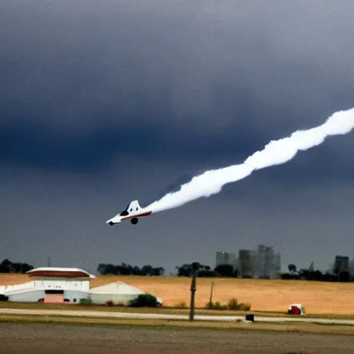 Image similar to jet plane shooting tornadoes at children