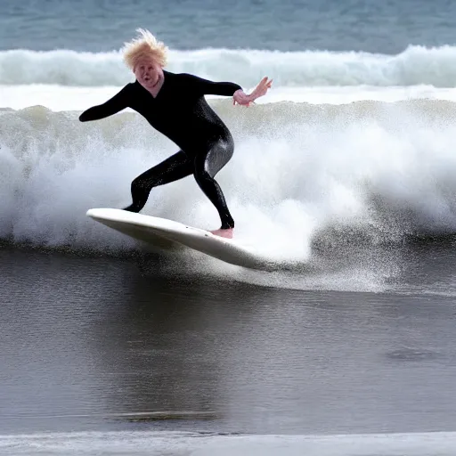 Prompt: boris johnson surfing a sand wave