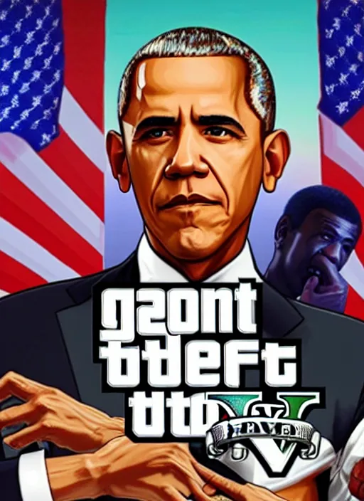 Image similar to GTA Cover Art, Obama, Biden, Trump