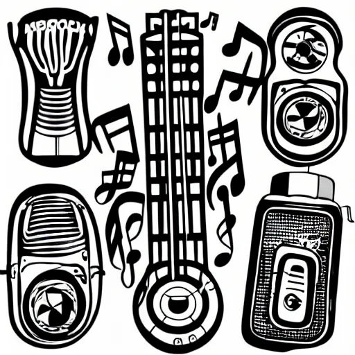 Image similar to a one - band - one - sound, svg sticker, vector art, band making music together