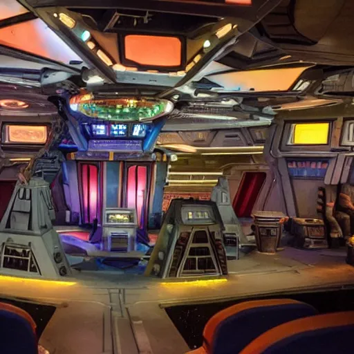 Prompt: disneyland's star tours but instead of star wars it is star trek