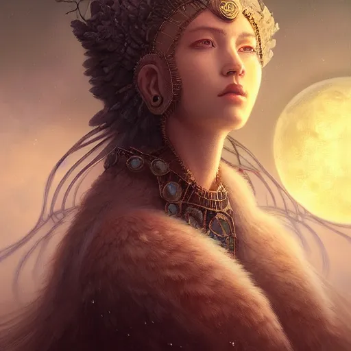 Image similar to A beautiful digital painting of Seraphim, have many eyes, the moon behind her, intricate, cinematic lighting, highly detailed, digital painting, Artstation, concept art, smooth, sharp focus, illustration, art by Tom Bagshaw, Artgerm and Greg Rutkowski