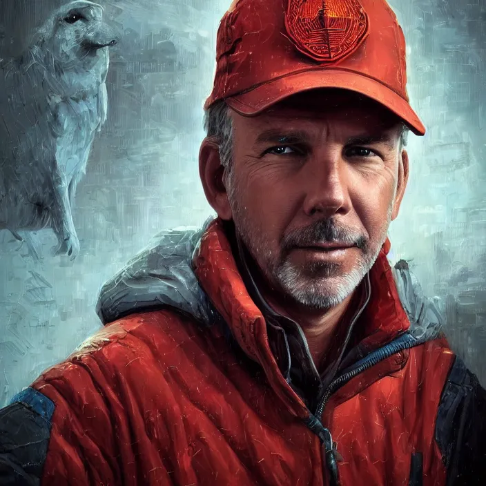 Image similar to portrait of kevin costner as postman 1 9 9 7. intricate abstract. intricate artwork. by tooth wu, wlop, beeple, dan mumford. octane render, trending on artstation, greg rutkowski very coherent symmetrical artwork. cinematic, hyper realism, high detail, octane render, 8 k, iridescent accents