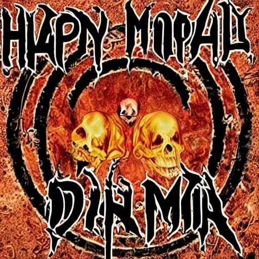 Prompt: happy death metal album cover