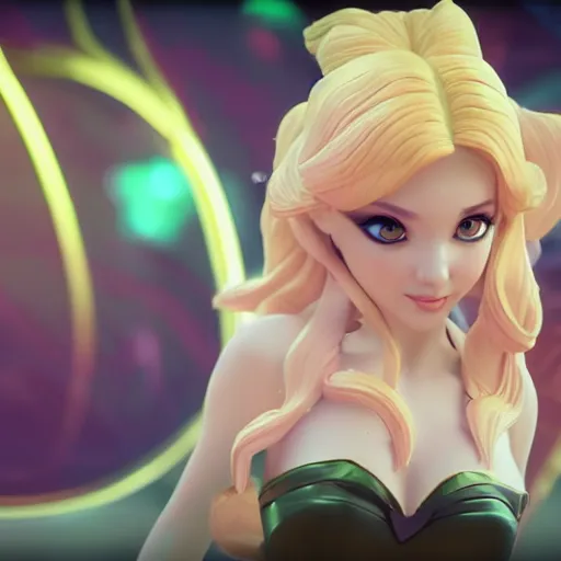 Image similar to still of pretty Lux (League of Legends) in KDA More music video. 3d render, octane render, game art, realistic, highly detailed, trending on artstation, 4k, trending on artstation, pixar, cgsociety, unreal engine 5, redshift render, trending on artstation, blender, behance, cg