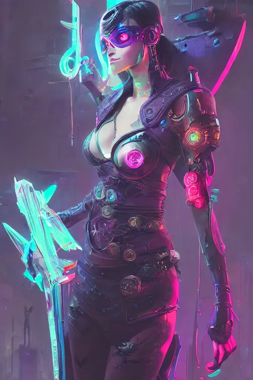 Image similar to morgana from league of legends, cyberpunk futuristic neon. decorated with traditional japanese ornaments by ismail inceoglu dragan bibin hans thoma greg rutkowski alexandros pyromallis nekro rene maritte illustrated, perfect face, fine details, realistic shaded, fine - face, pretty face, masterpiece